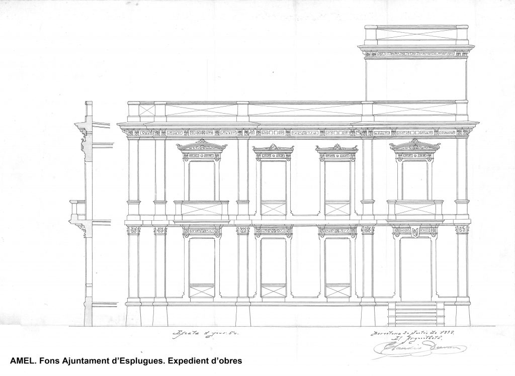 Plànol de la casa de Joan Tinturé, signat per l’arquitecte Claudi Duran i Ventosa, 1898.